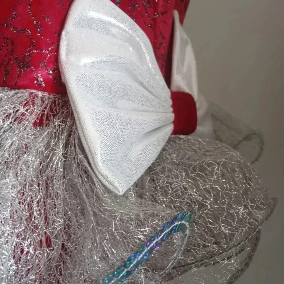 On The Dance Floor Red velvet and silver details dance costume - Picture 4 of 6